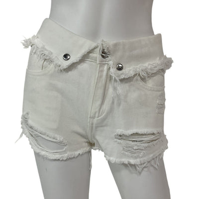 Ser.O.Ya Distressed White Mason Shorts Size 25