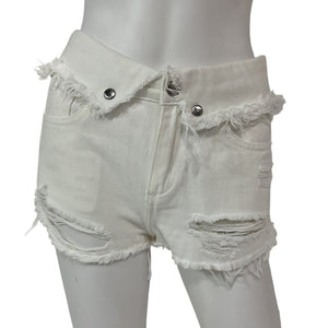 Ser.O.Ya Distressed White Mason Shorts Size 25