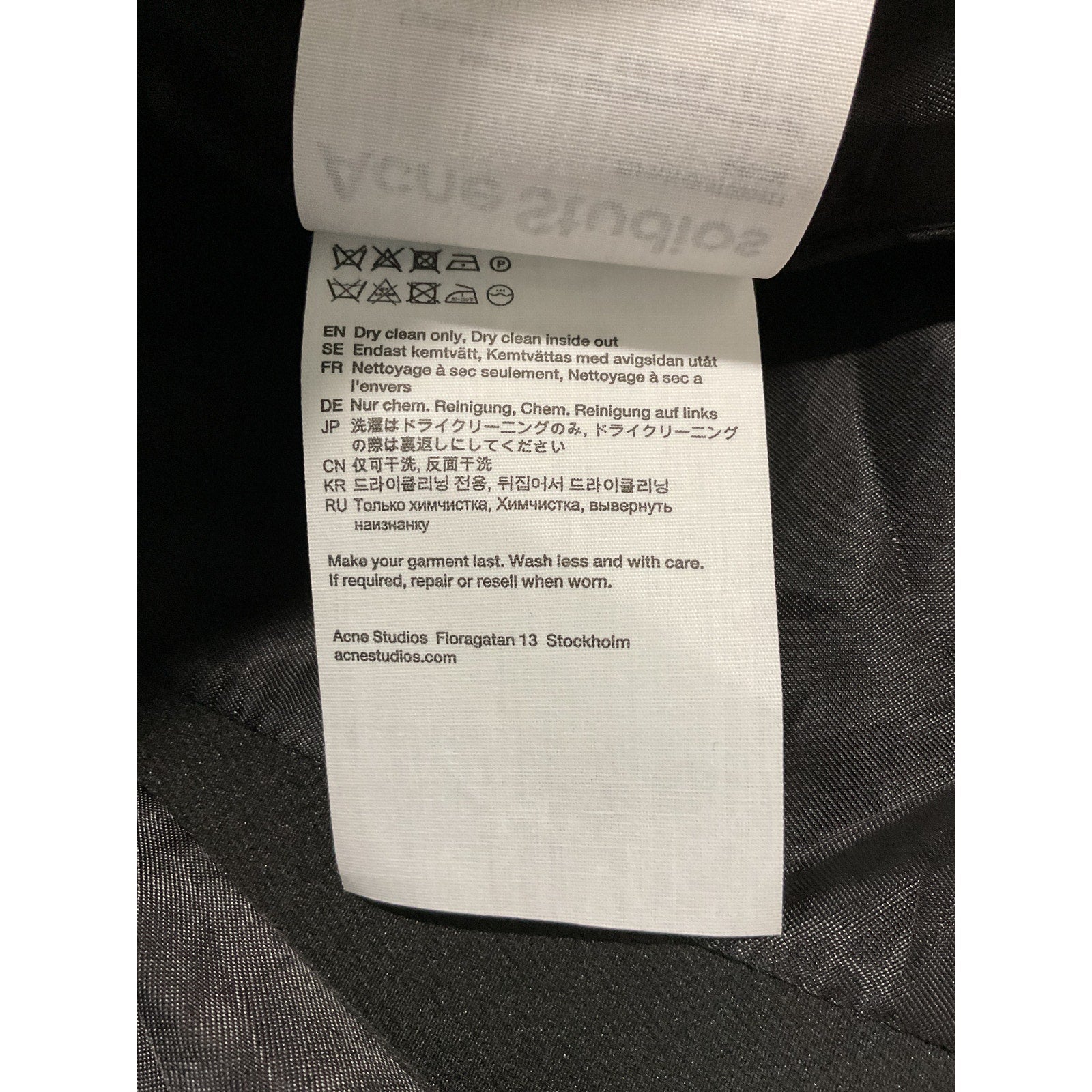 Acne Studios Black Polyester Double-Breasted Gabardine Blazer Size 32