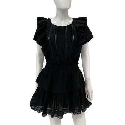 Loveshackfancy Ruffled Black Natasha Dress Size M