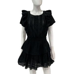 Loveshackfancy Ruffled Black Natasha Dress Size M