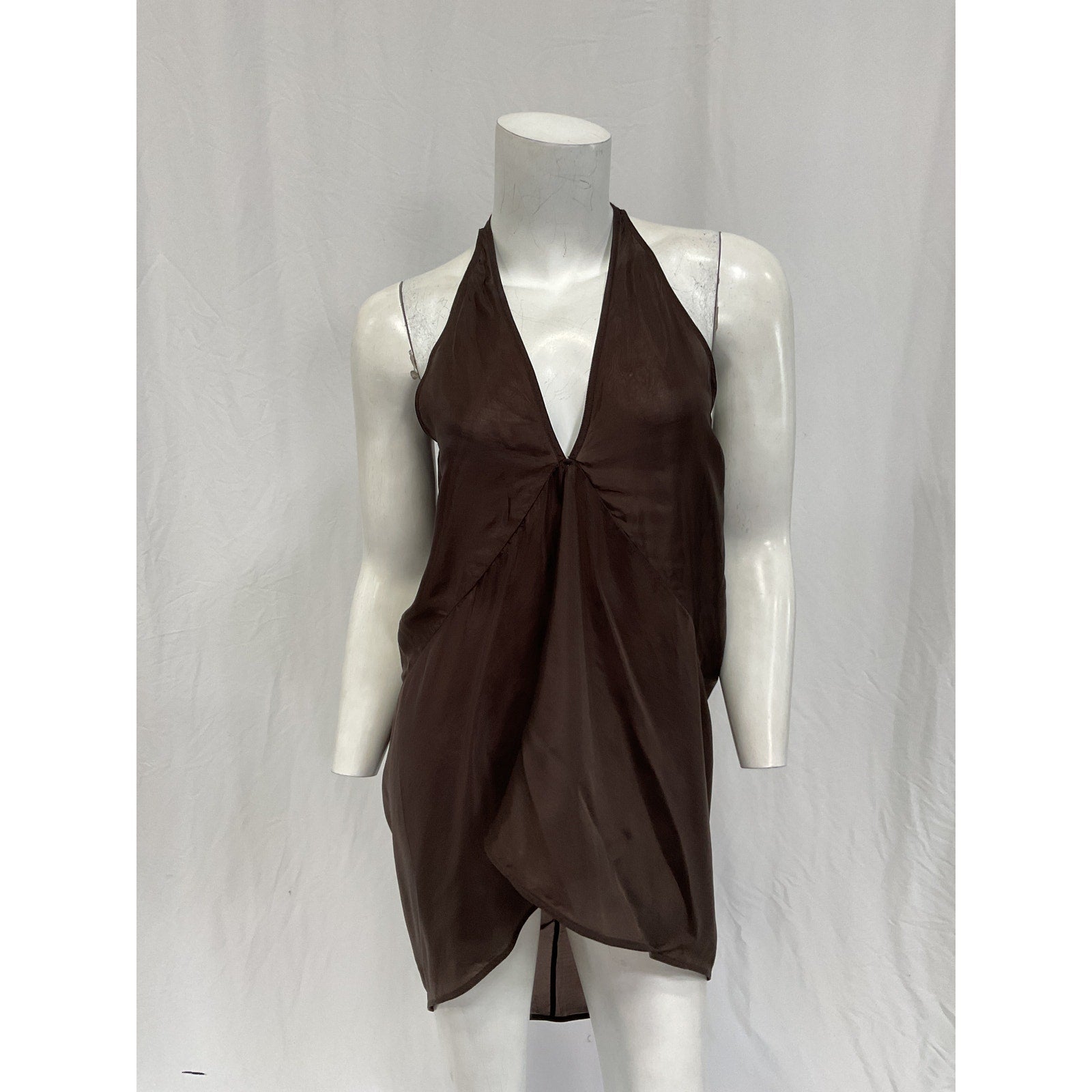 Rick Owens 'Kite' Brown Cupro Tank Top Size 38