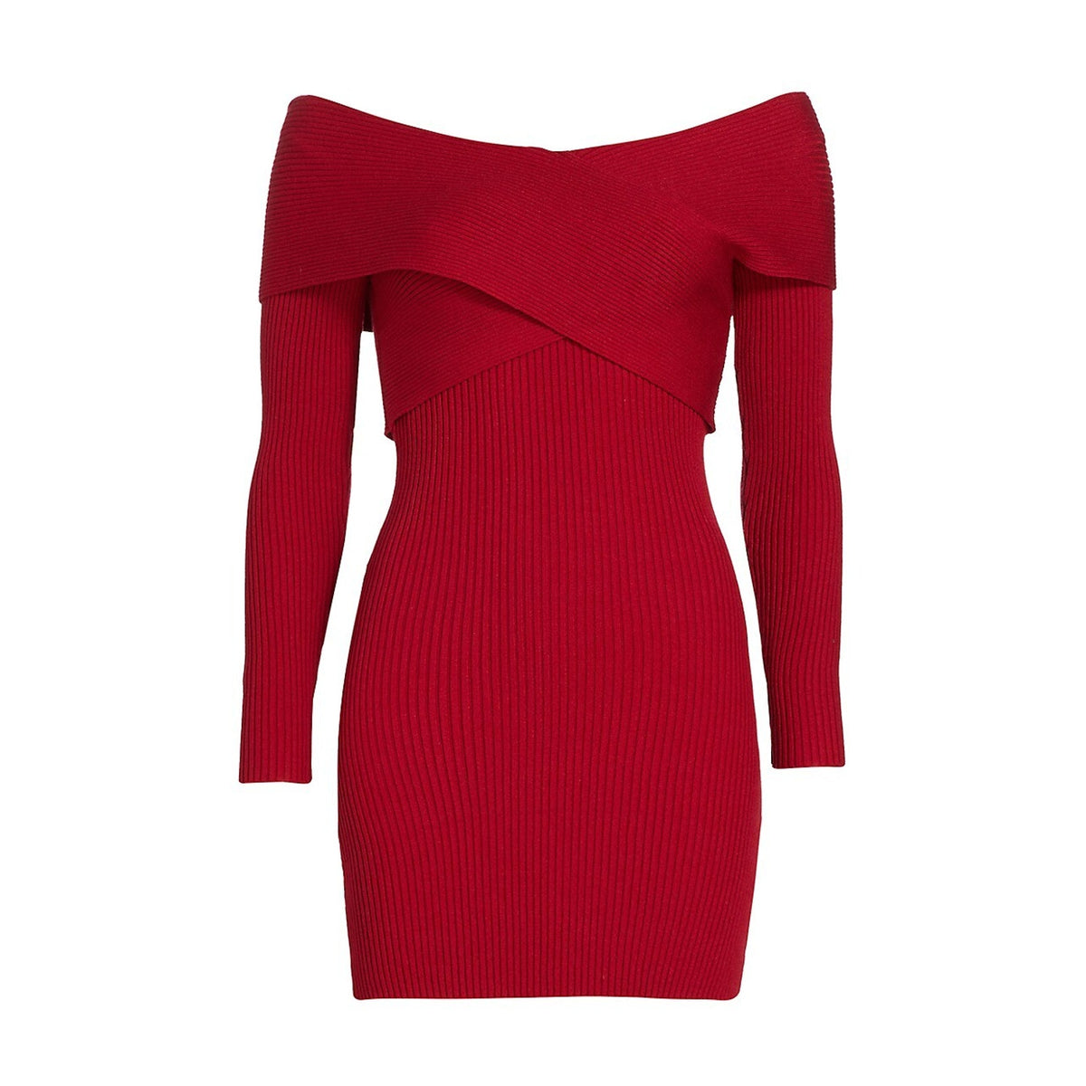 Line & Dot 'Karrie' Red Off-The-Shoulder Long Sleeve Mini Dress Size S
