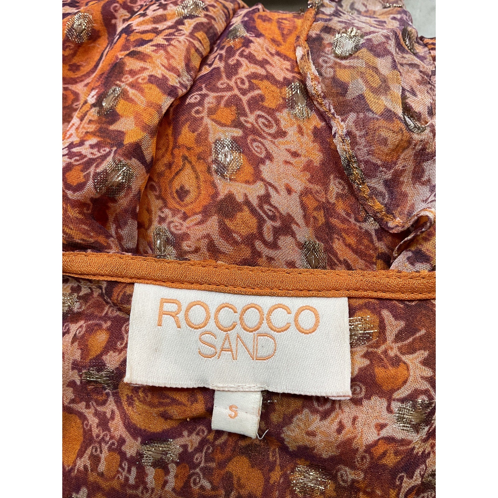 Rococo Sand 'Lar' Brown Chiffon Mini Dress Size S