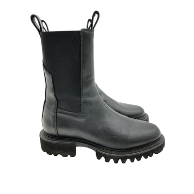 Allsaints Sleek Black Hallie Stretch Mid Calf Boots Size 8