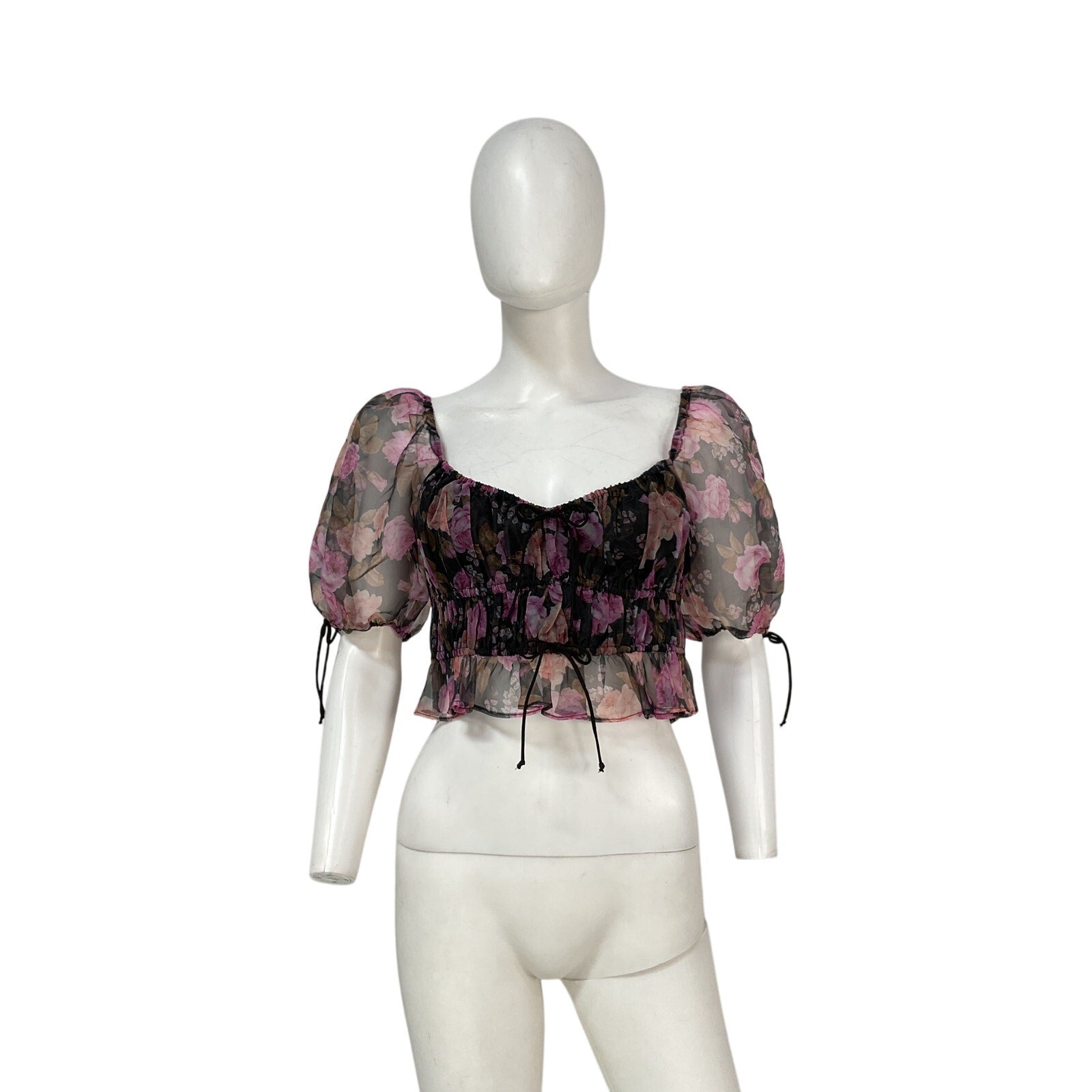 For Love & Lemons 'Lelia' Black Polyester Top Size M