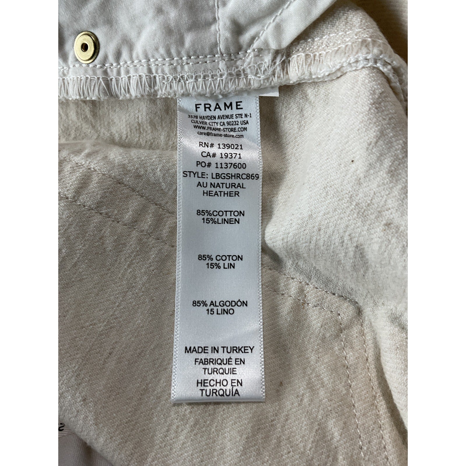 Frame 'Le' White Cotton Brigette High Waist Raw Edge Denim Shorts Size 25