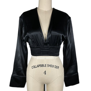 Alexander Wang Sleek Black V Neck Blouse Size XS NWT