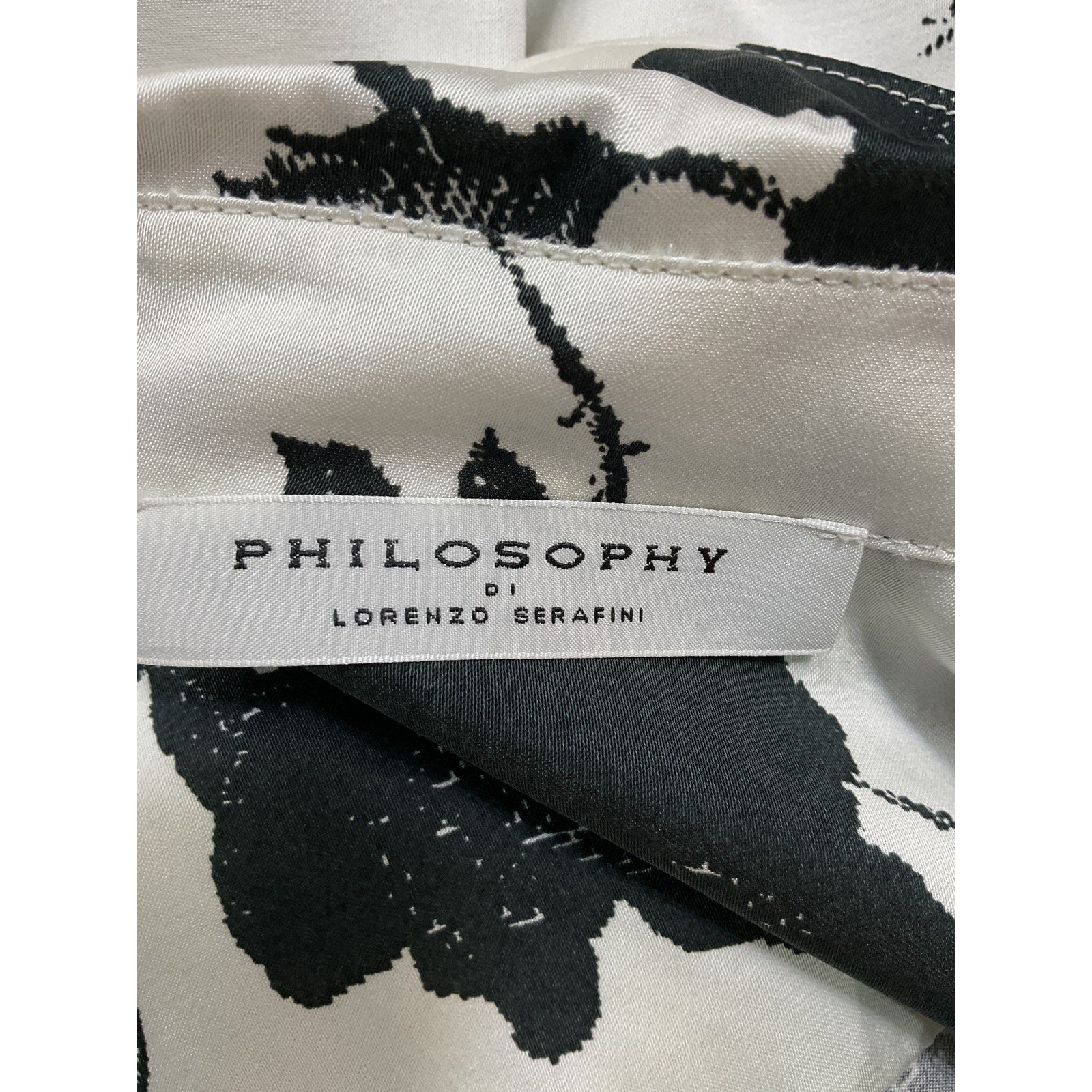 Philosophy Di Lorenzo 'Serafini' White Floral-Print Satin Shirt Size M - NWT