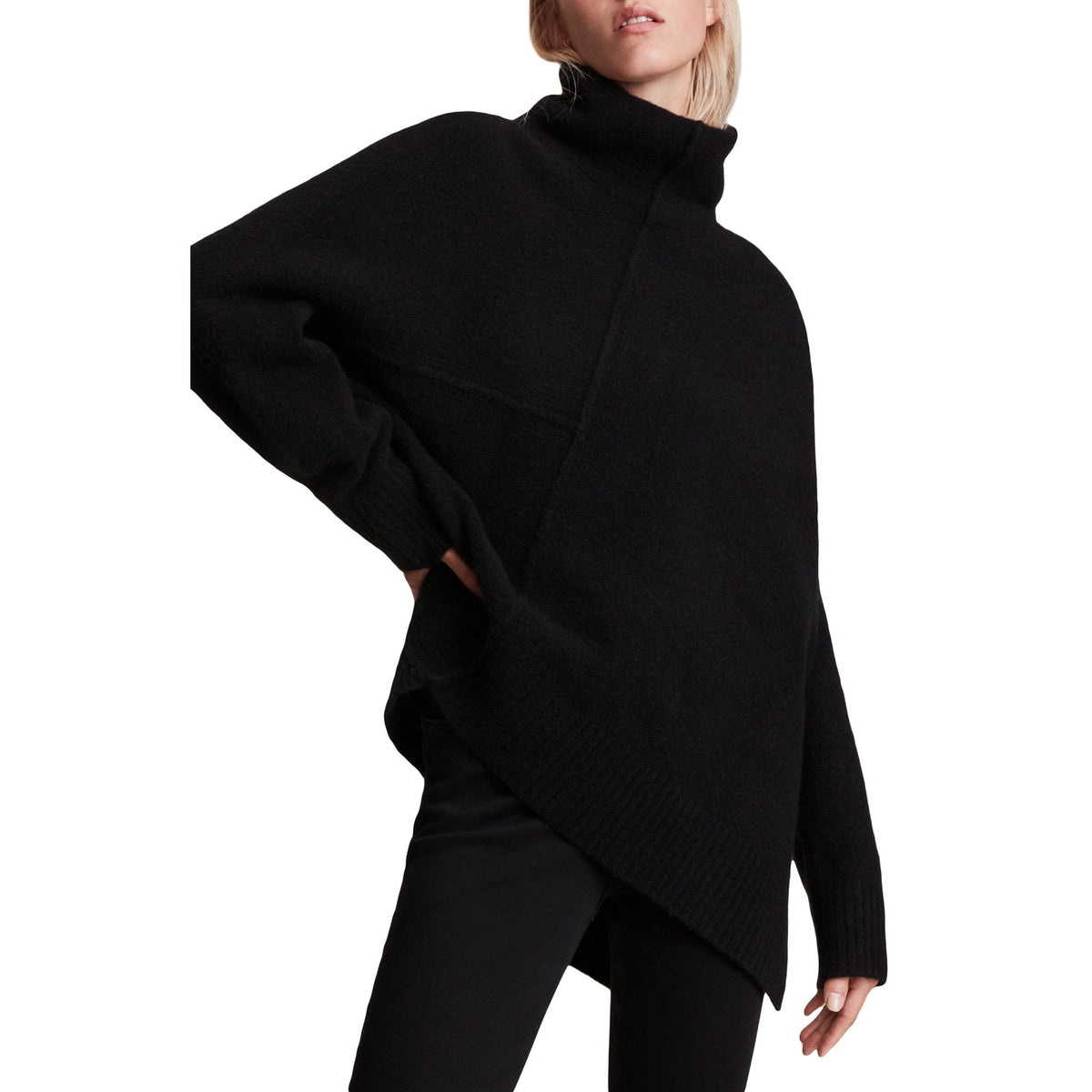 Allsaints Asymmetric Black Lock Sweater Size XS