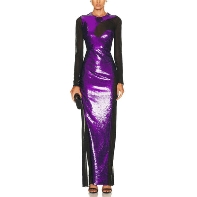 Tom Ford Dramatic Purple Cutout Sequin Gown Size US XS