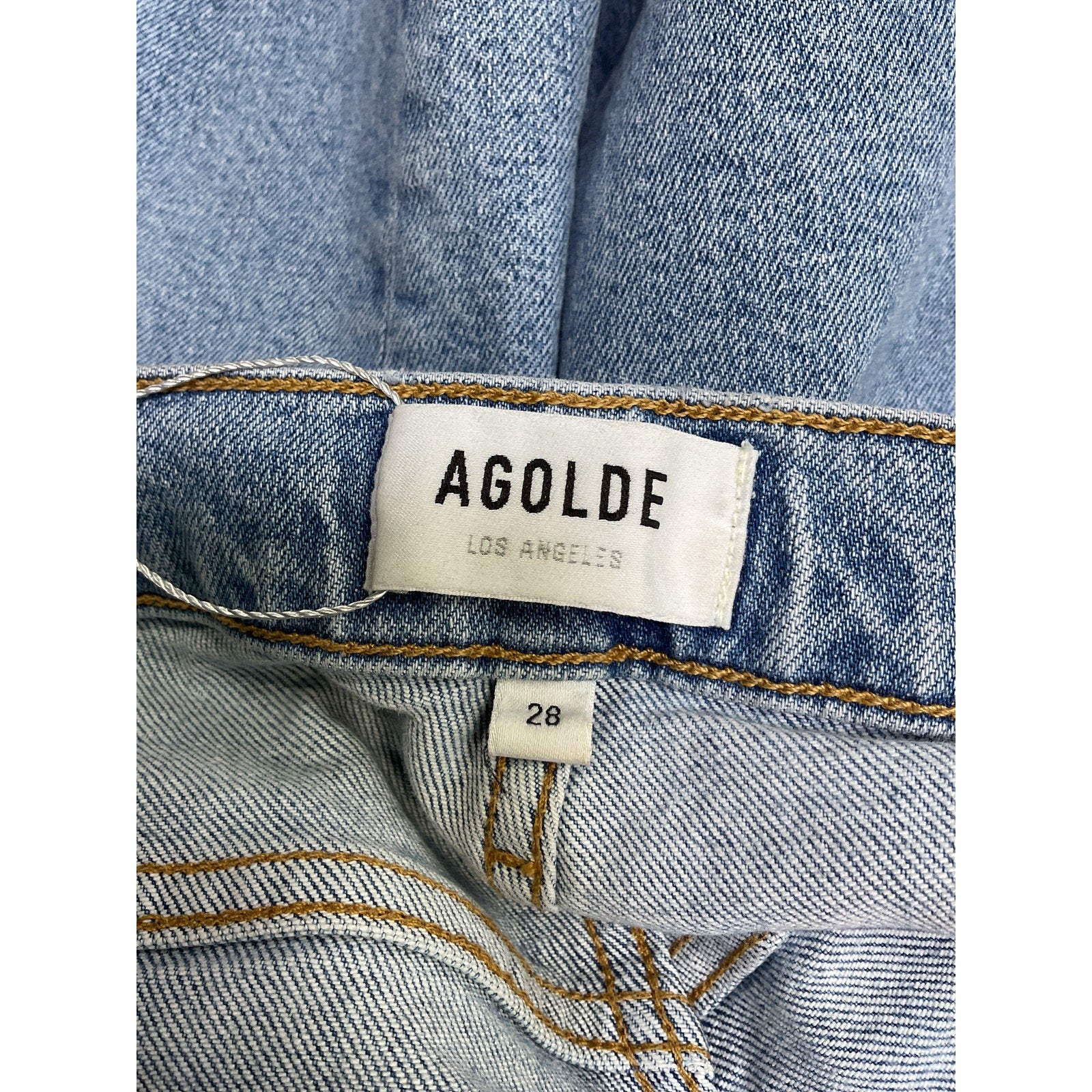 Agolde 'Riley' Blue Cotton High Rise Straight Crop Denim Jean Size 28