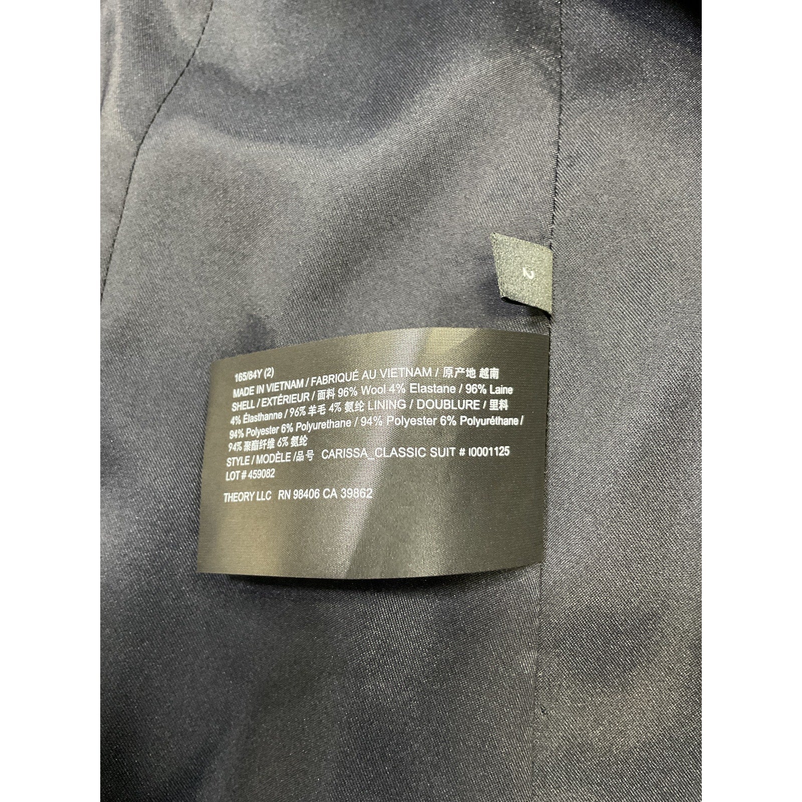 Theory 1 Button Slim Navy Wool Jacket Size 2 - NWT