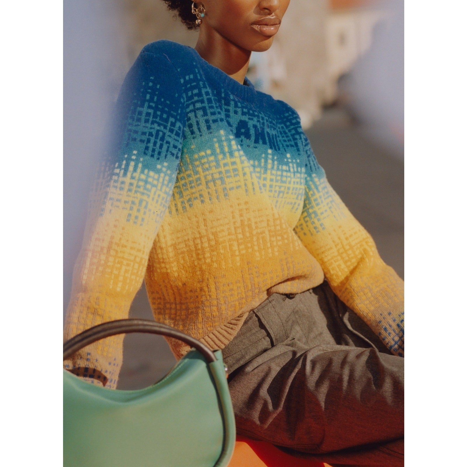 Ganni 'Graphic' Blue Wool Sweater Size M