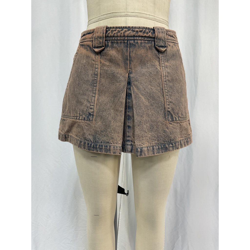 Grlfrnd 'Ivy' Tan Cotton Pleated Mini Skirt Size 25