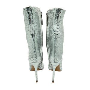 Schutz Metallic Prata Mary Short Boots Size 7
