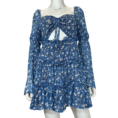 Majorelle Floral Blue Ailish Mini Dress Size S