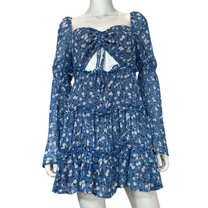 Majorelle Floral Blue Ailish Mini Dress Size S