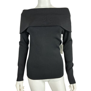 Tuckernuck Ribbed Black Adrianna Off-The-Shoulder Top Size M NWT