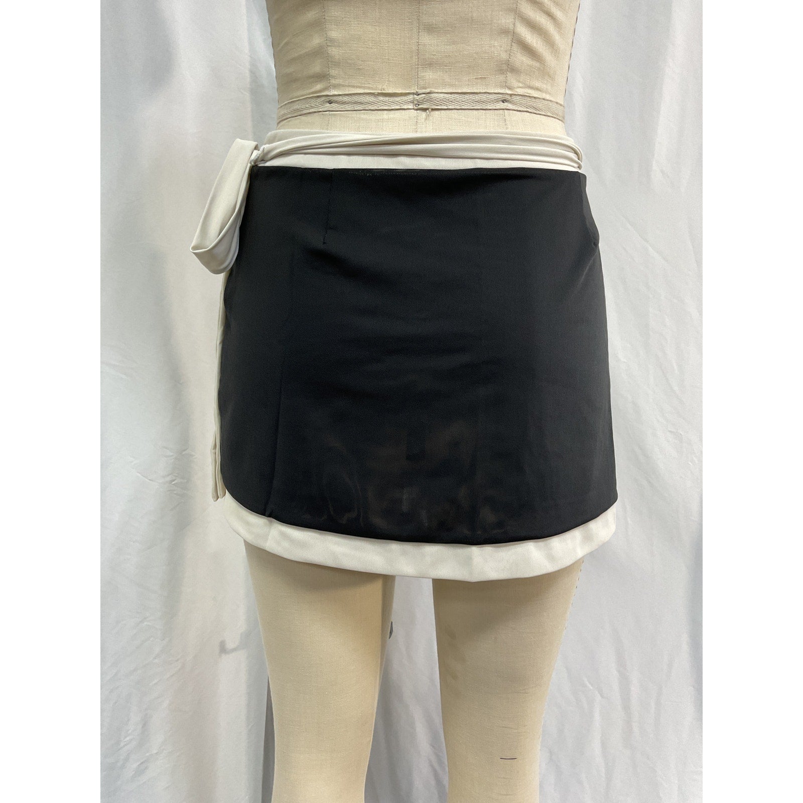 Staud 'Gretchen' Black Polyamide Mini Wrap Skirt Size L