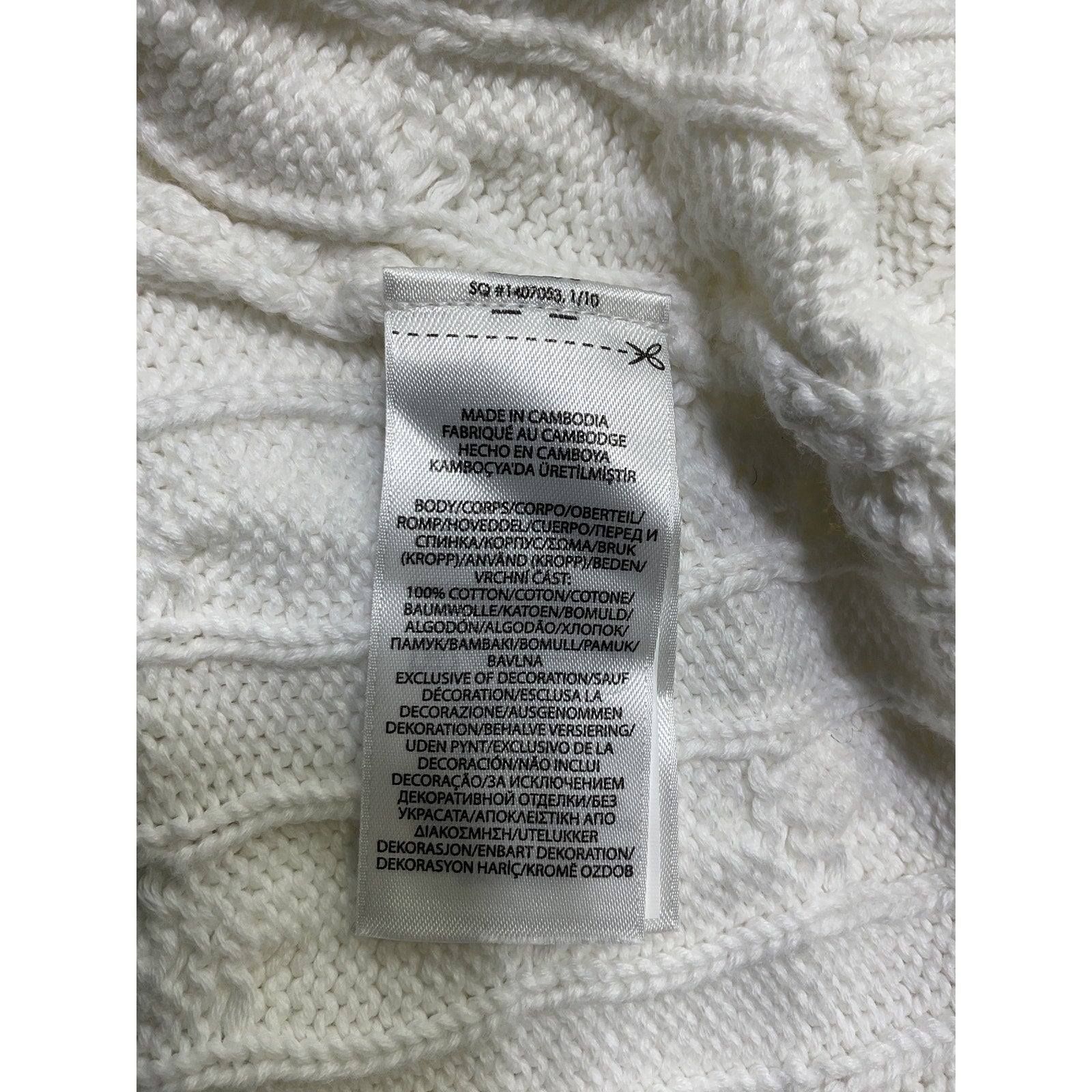 Polo Ralph Lauren White Cotton Cable-Knit Quarter-Zip Sweater Size M