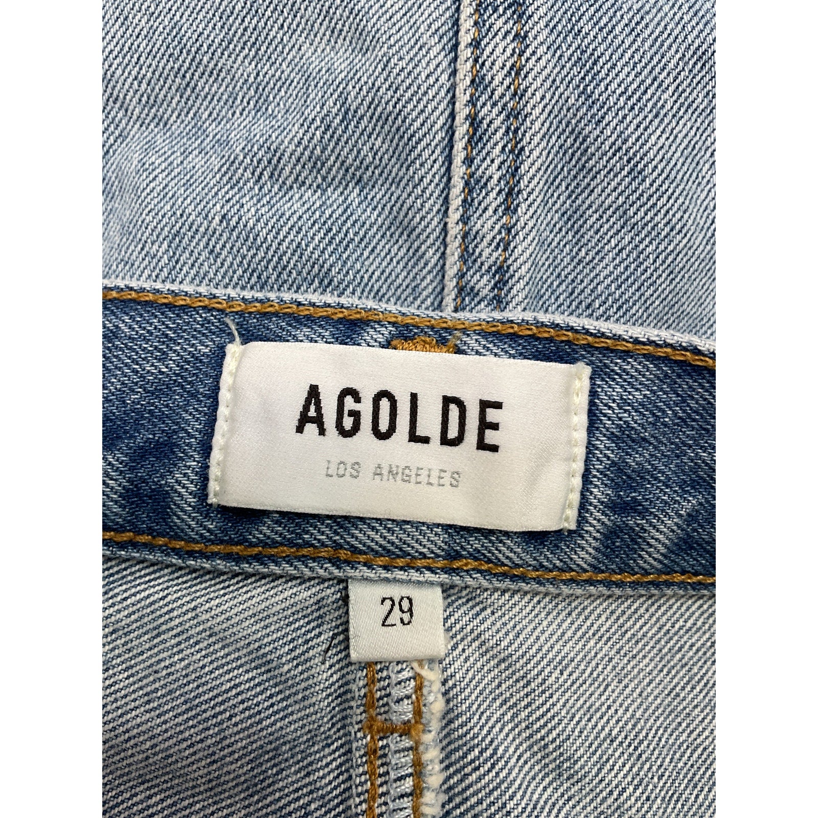 Agolde Crisscross Blue Cotton Raw Hem Denim Miniskirt Size 29