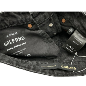 Grlfrnd High Rise Straight Crop Black Karolina Denim Jeans Size 24