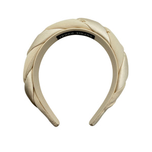 Sophie Buhai Twisted Beige Satin Crepe Headband