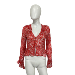 Ramy Brook Sheer Red Alyson Size XS Blouse