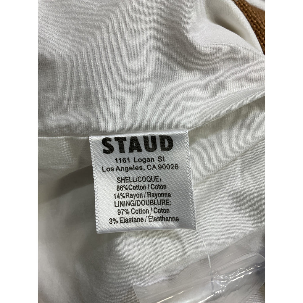 Staud 'Tour' Brown Gingham Cotton-Blend Wrap Miniskirt Size 2