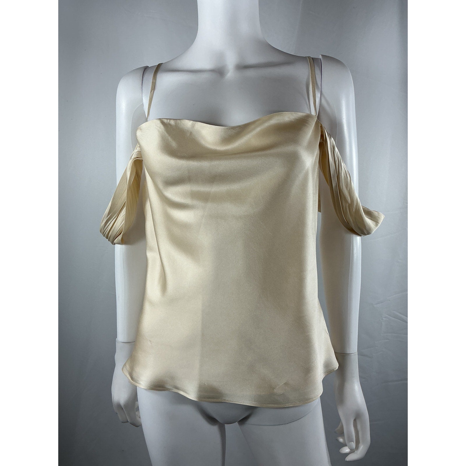 L'Agence 'Ellington' White Silk Draped Sleve Cami Size M