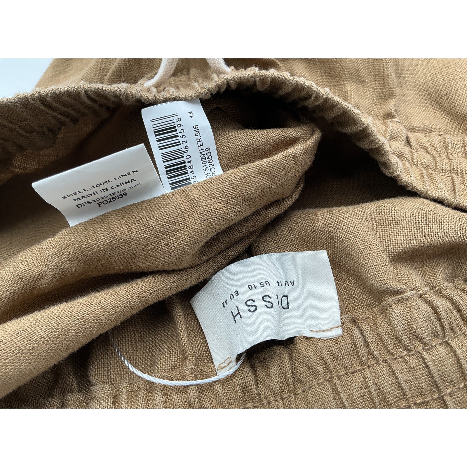 Dissh Tan Linen Pant Size 10