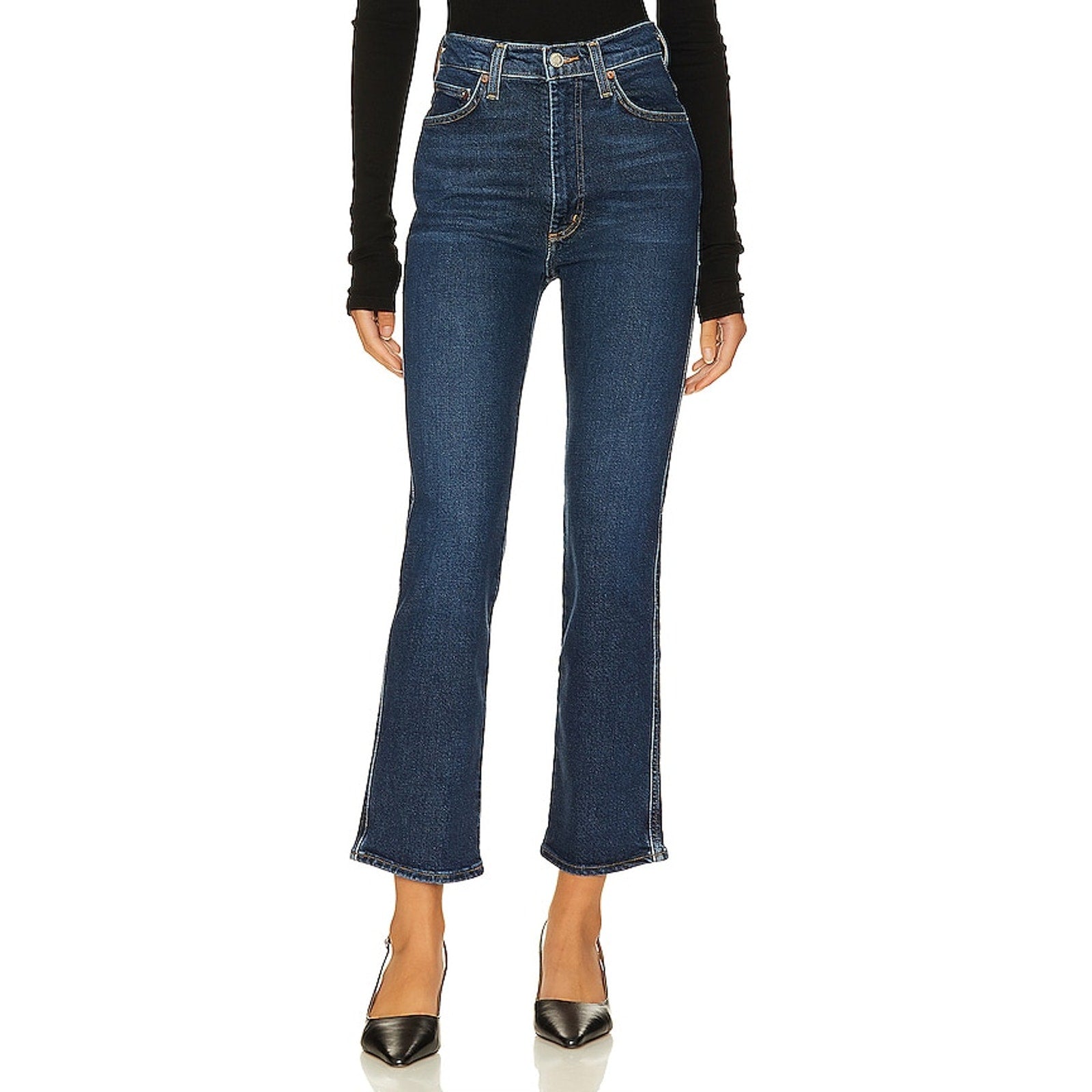 Agolde 'Pinch' Blue Waist High Rise Kick Flare Denim Jean Size 24