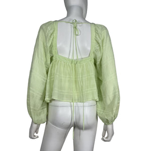 Tularosa Sheer Green Thera Top Blouse Size S
