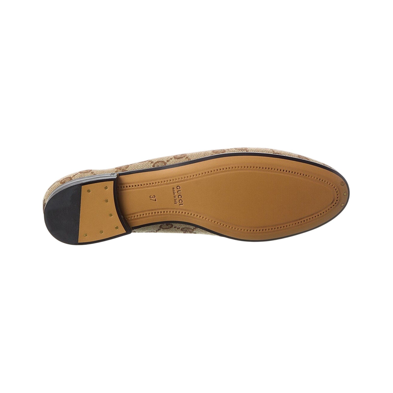 Gucci Jordaan Brown Leather GG Canvas Loafer Size 9