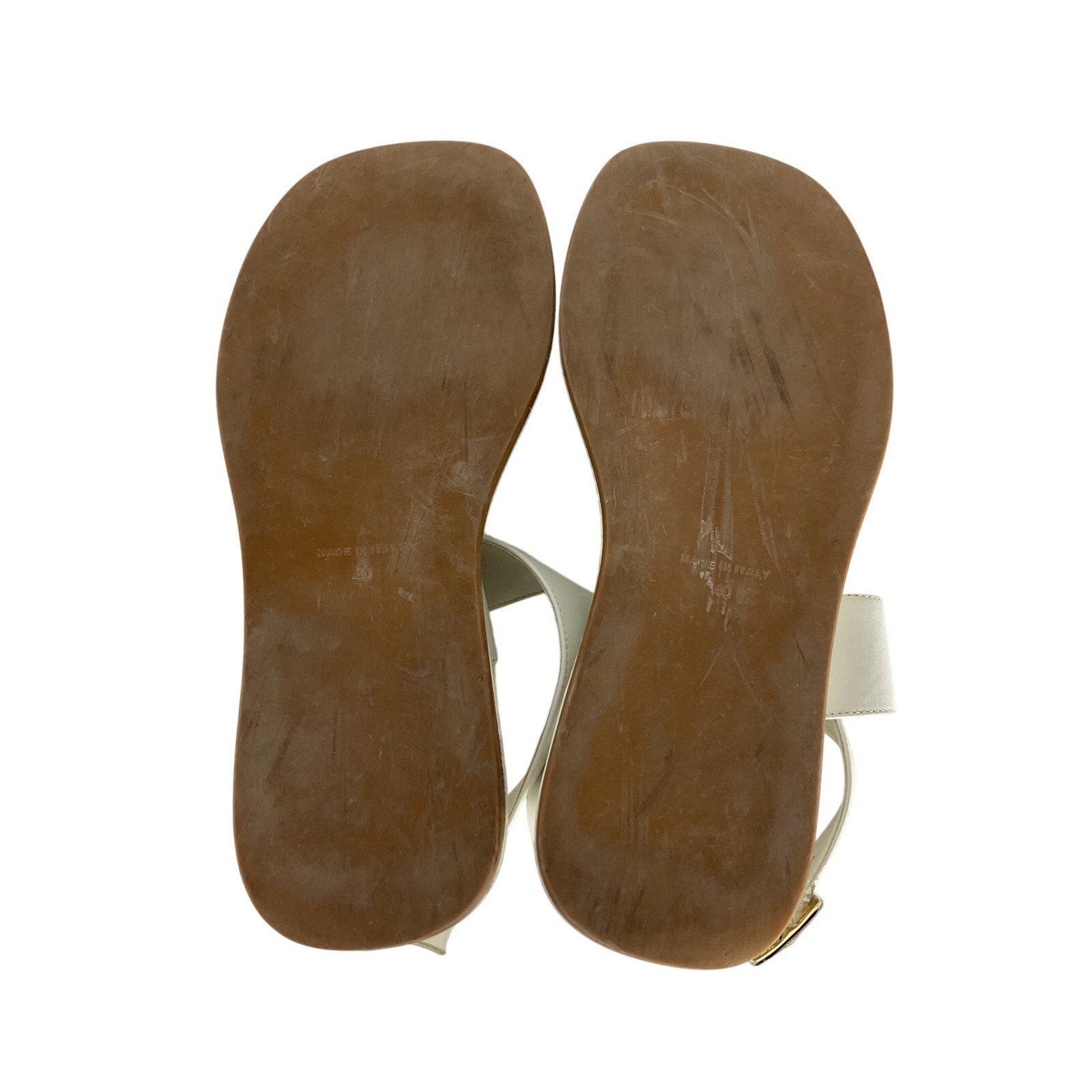 Gia Borghini Rhw Flat Toe White Leather Ring Wrap Sandal Size 40