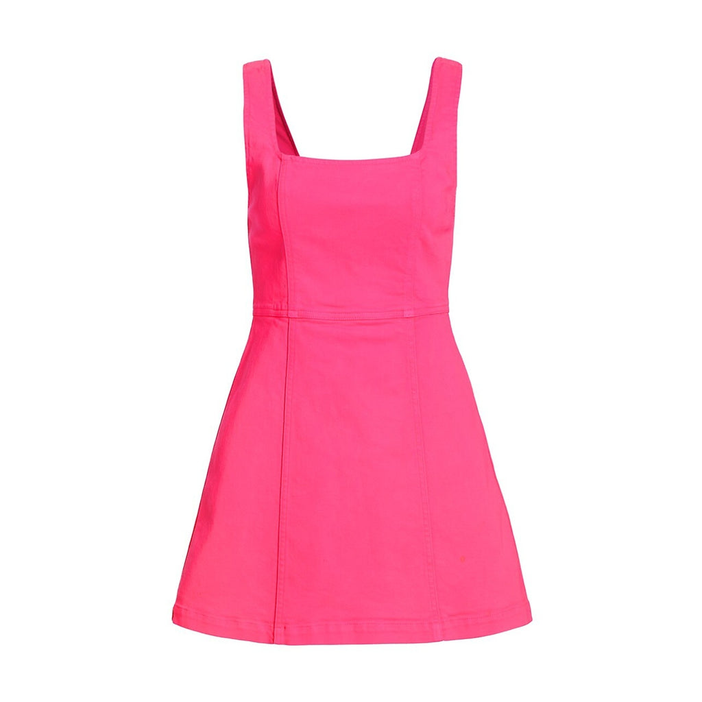 Alice + Olivia 'Ramsey' Pink Stretch Denim Sleeveless Square Neck Mini Dress Size 4