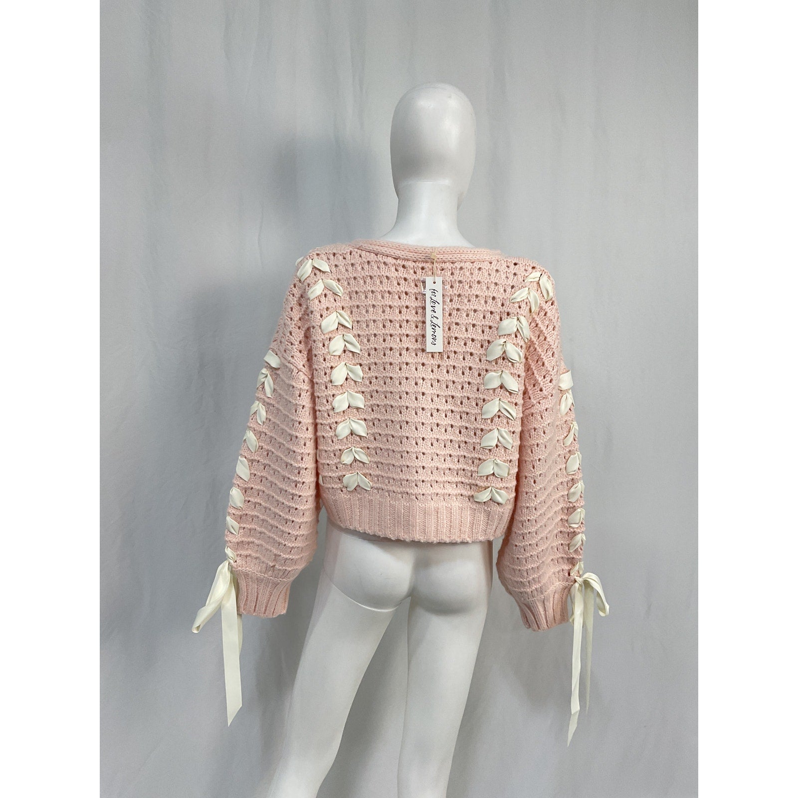 For Love & Lemons 'Laurel' Pink Acrylic Cardigan Size XS