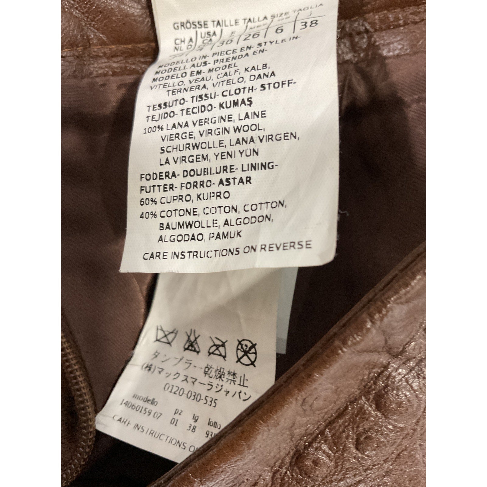 Max Mara Brown Calf Leather Mini Skirt Size 4
