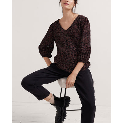 Hatch 'The Juliet' Black Floral Print Top Size 0
