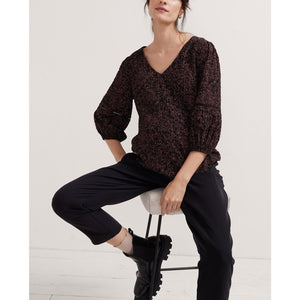 Hatch 'The Juliet' Black Floral Print Top Size 0