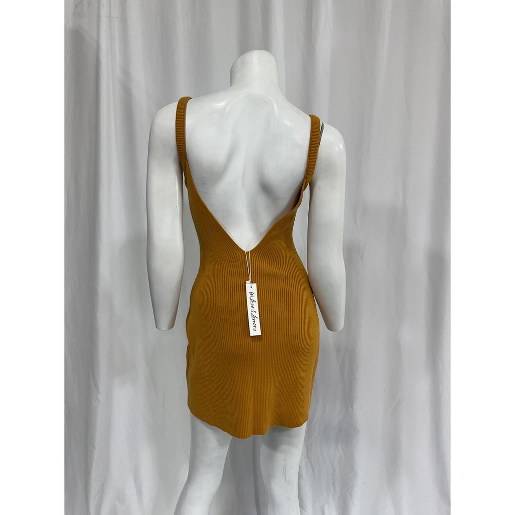 For Love & Lemons 'Maggie' Orange Sleeveless Solid Pattern Mini Dress Size S - NWT
