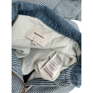 Reformation 'Harrison' Blue Cotton Utility Jacket Size L