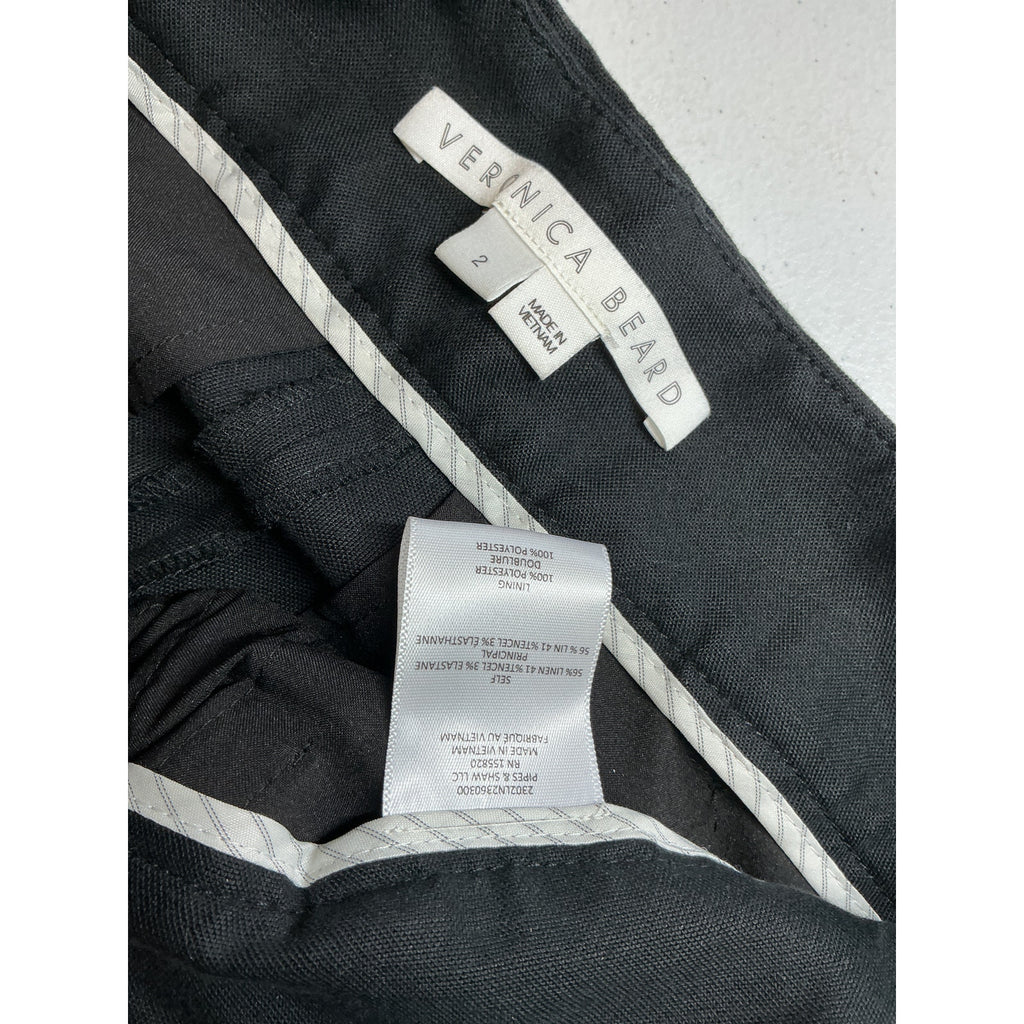 Veronica Beard 'Rimini' Black Linen Pant Size 2