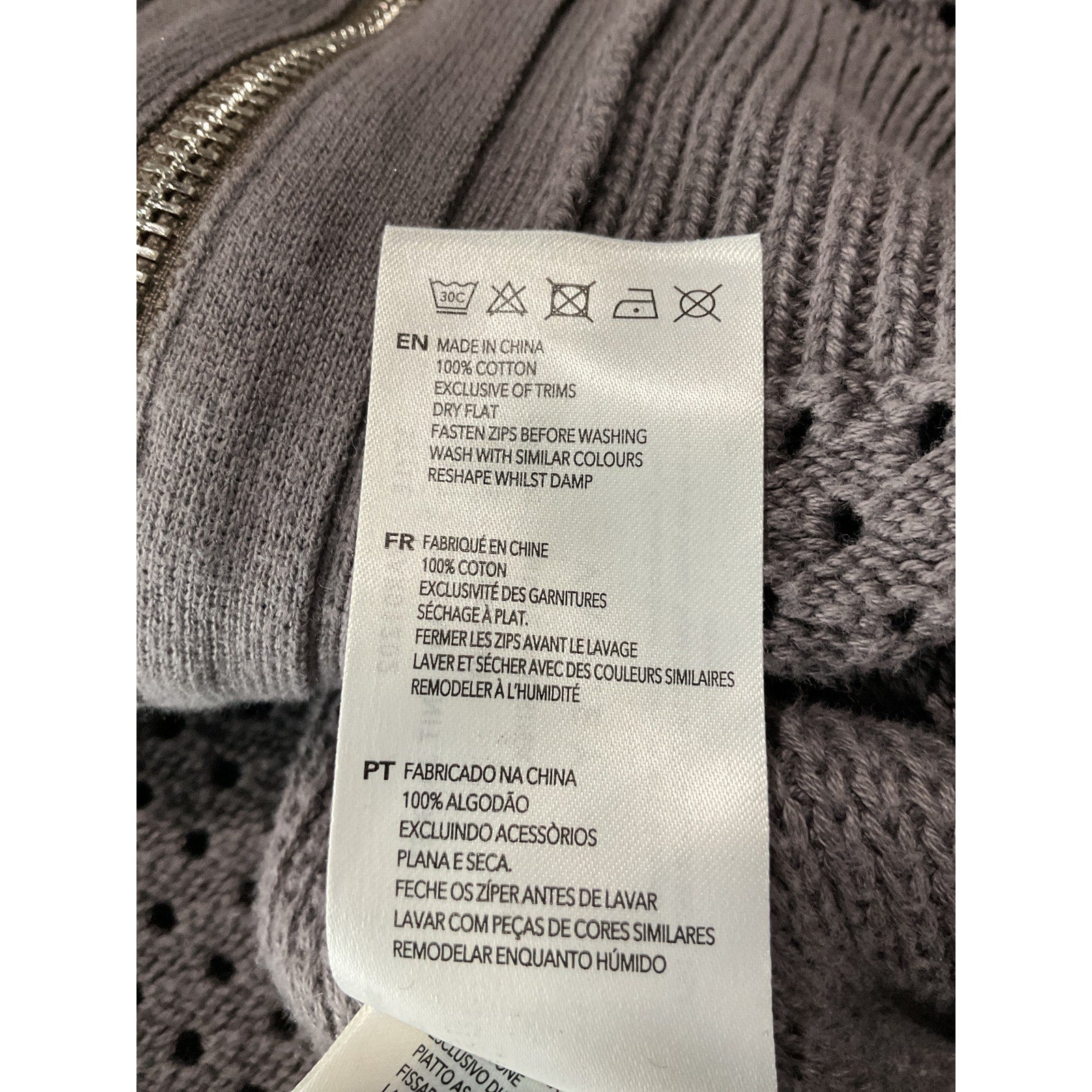 Varley 'Cassady' Grey Cotton Knit Jacket Size XS