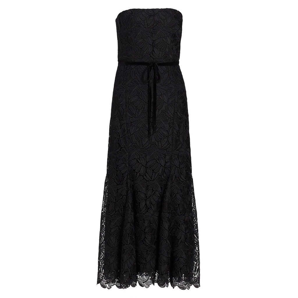 Ml Monique 'Lhuillier Elaine' Black  Lace Midi-Dress Size 0