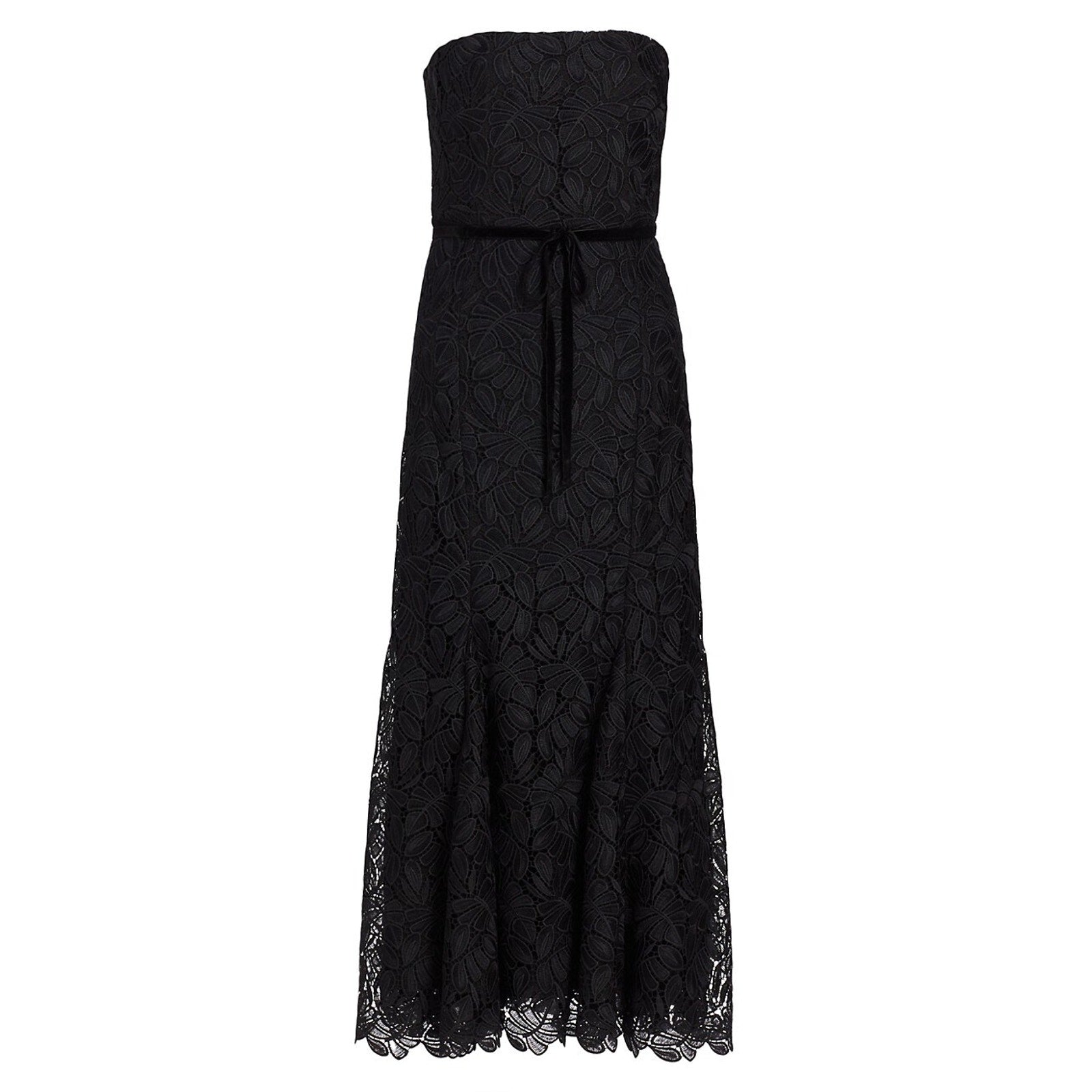 Ml Monique 'Lhuillier Elaine' Black  Lace Midi-Dress Size 0