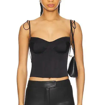 Good American Satin Black Bustier Top Size XL
