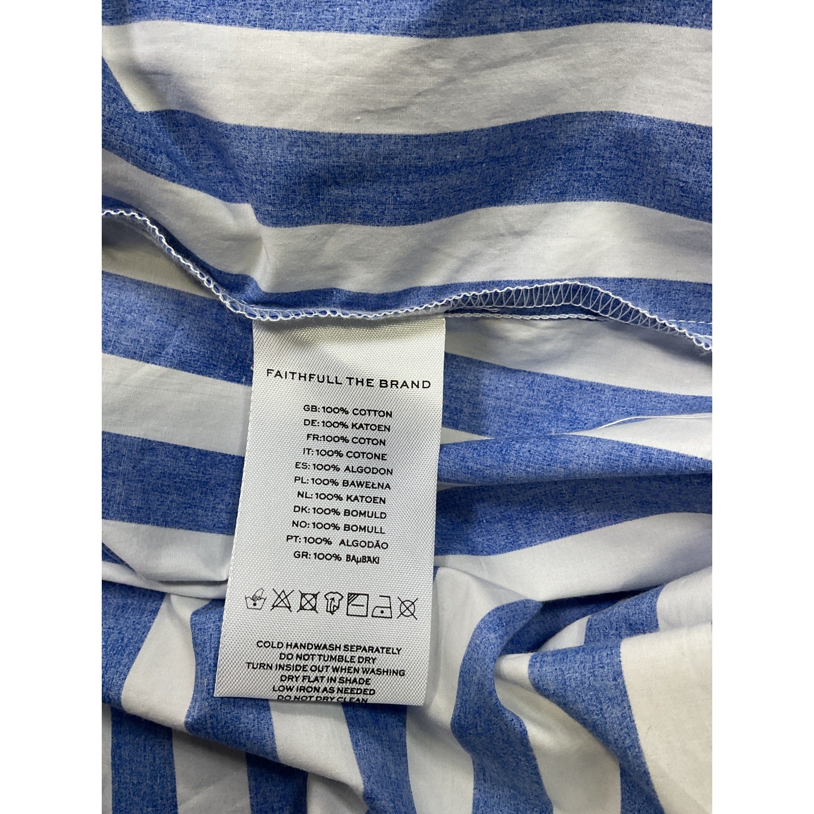 Faithfull The Brand 'Le Bon' Blue Cotton Midi Dress Size S