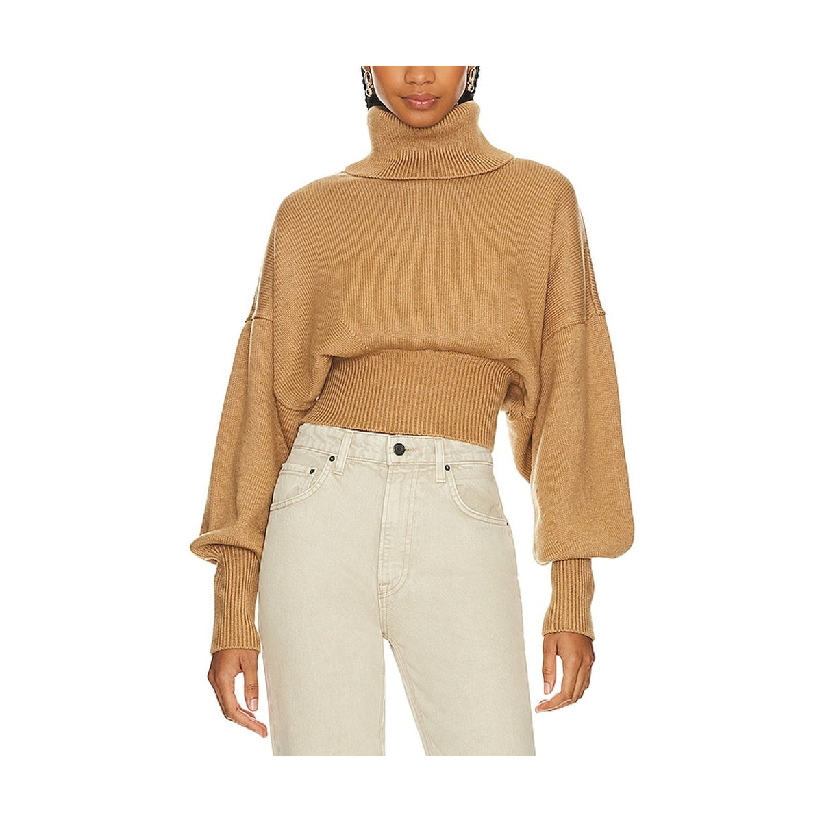 Grlfrnd Ribbed Camel Jovany Sweater Size S